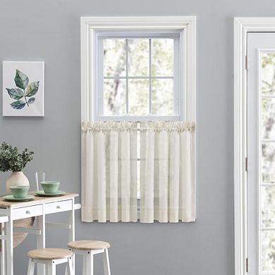 Cotton Voile Decorative 1.5" Rod Pocket Tailored Tier Pair For Windows