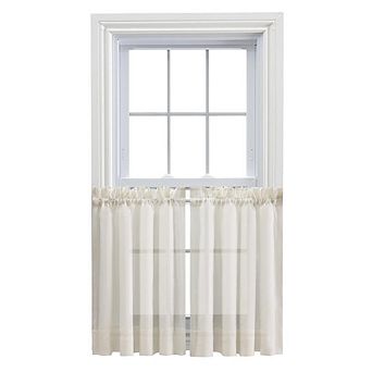 Cotton Voile Decorative 1.5" Rod Pocket Tailored Tier Pair For Windows