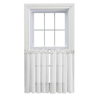 Cotton Voile Decorative 1.5" Rod Pocket Tailored Tier Pair For Windows