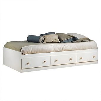 Twin Size Mates Platform Bed In White With 2 Storage Drawers