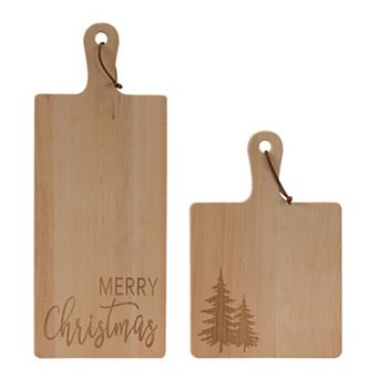 Christmas Cutting Board (set Of 2) 10"l X 14.5"h, 8.75"l X 21.75"h Wood