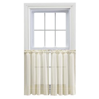 Shadow Stripe Decorative 1.5" Rod Pocket Tailored Tier Pair For Windows
