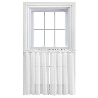 Shadow Stripe Decorative 1.5" Rod Pocket Tailored Tier Pair For Windows