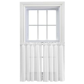 Shadow Stripe Decorative 1.5" Rod Pocket Tailored Tier Pair For Windows