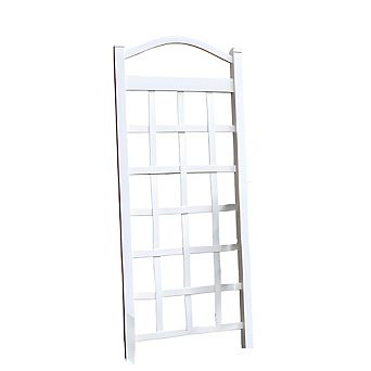 6 Ft White Vinyl Garden Trellis With Arch Top With Ground Mount Anchors