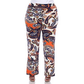 Plus Size Paisley Print Wide Leg Palazzo Pants