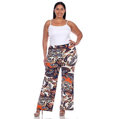 Plus Size Paisley Print Wide Leg Palazzo Pants