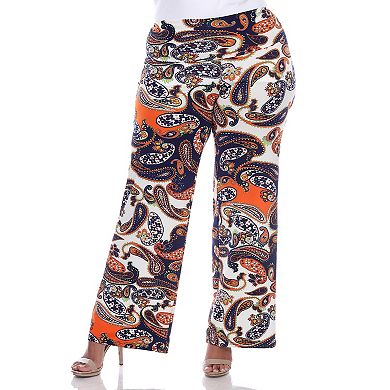 Plus Size Paisley Print Wide Leg Palazzo Pants
