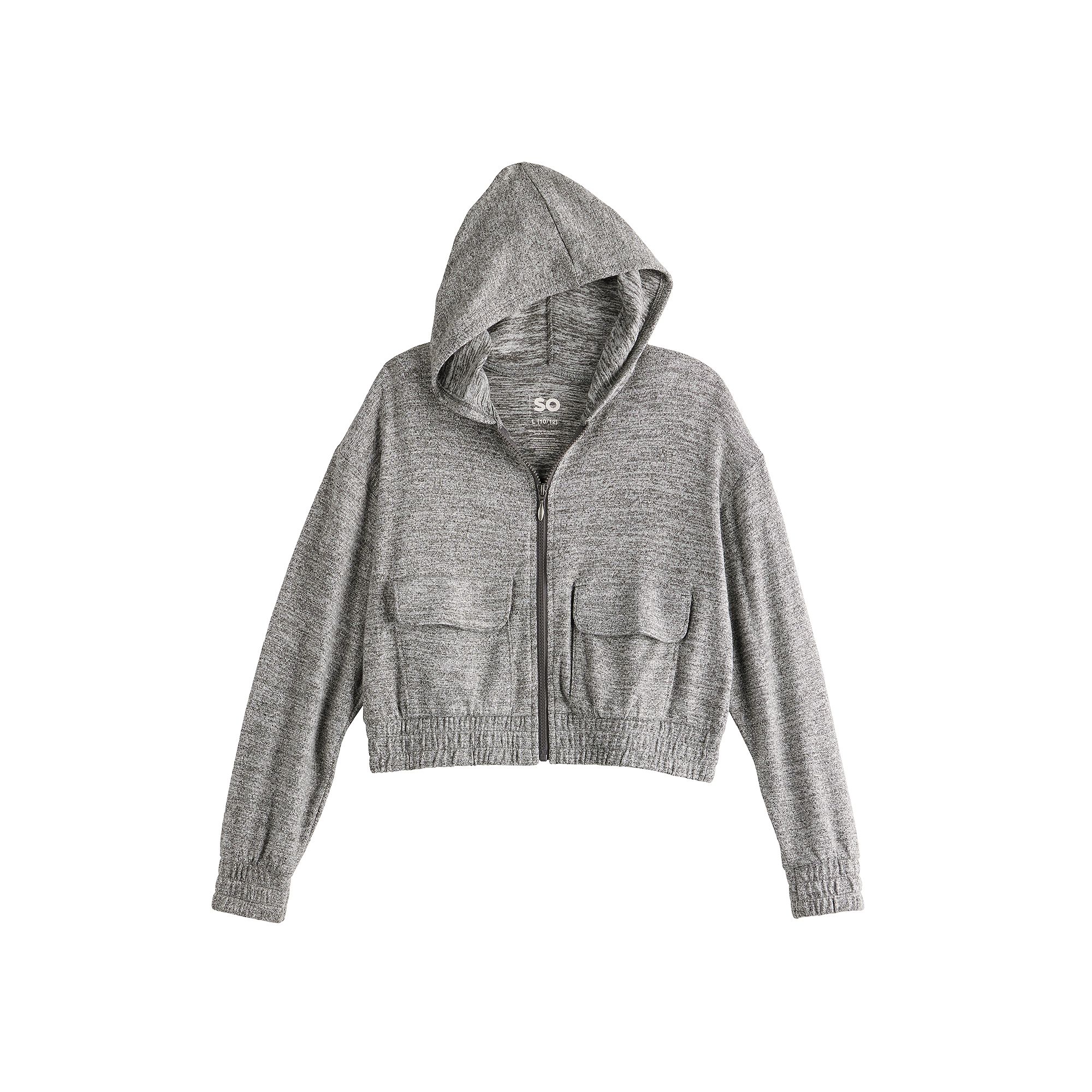Girls 6-20 SO® Hacci Zip Front Hoodie in Regular & Plus Size, Girls, Size