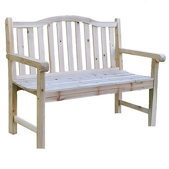 Outdoor Cedar Wood Garden Bench In Natural With 475lbs. Weight Limit