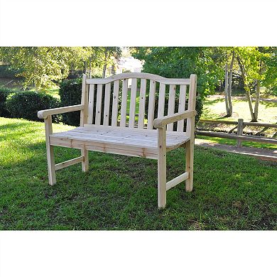 Outdoor Cedar Wood Garden Bench In Natural With 475lbs. Weight Limit