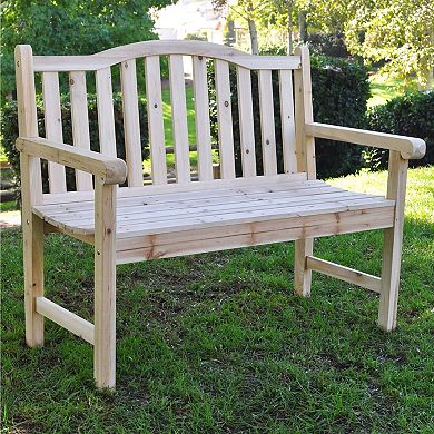 Outdoor Cedar Wood Garden Bench In Natural With 475lbs. Weight Limit