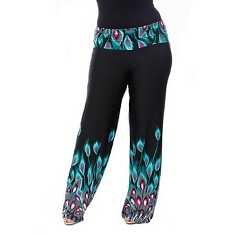 Plus Size Peacock Print Palazzo Pants