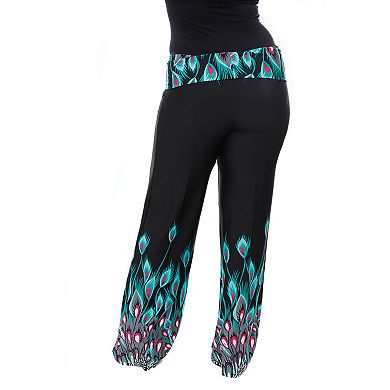 Plus Size Peacock Print Palazzo Pants