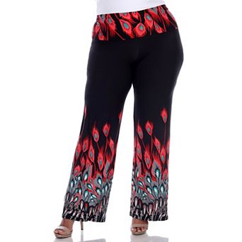Plus Size Peacock Print Palazzo Pants