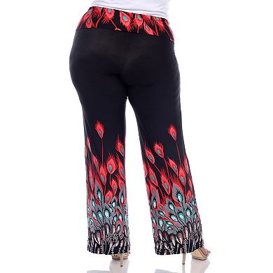 Plus Size Peacock Print Palazzo Pants