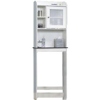 White Space Saving Over Toilet Bathroom Cabinet With 2 Adjustable Shelves