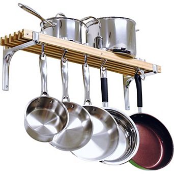 Farmhome Wooden Wall Mounted 6 Hooks Pot Rack