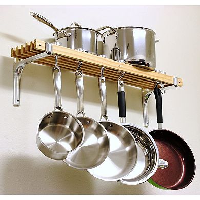Farmhome Wooden Wall Mounted 6 Hooks Pot Rack