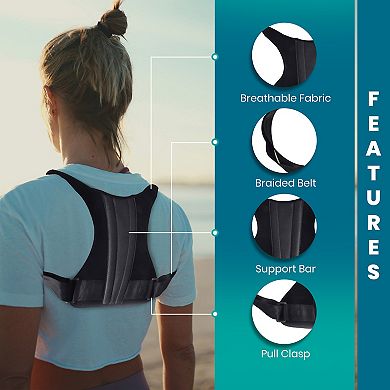 Pursonic Adjustable Posture Corrector With Back Support Bar & Breathable Upper Back Brace