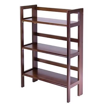 3-shelf Stackable Folding Bookcase In Distressed Walnut Finish
