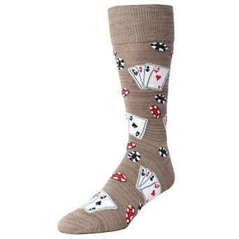 Poker Face Playing Card Men's Crew Socks