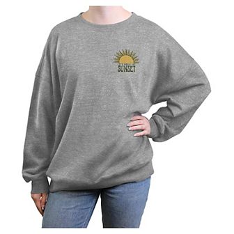Juniors' Let's Watch The Sunset Oversized Graphic Pullover