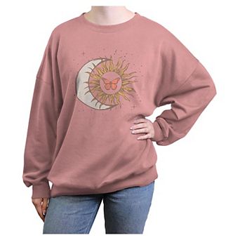 Juniors' Celestial Butterfly Oversized Graphic Pullover