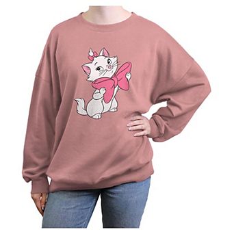 Disney's The Aristocats Marie Pink Bow Juniors' Oversized Graphic Pullover