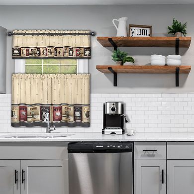 Achim Cozy Cafe Printed 3-pc. Tier & Valance Kitchen Window Curtain Set