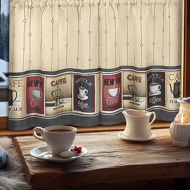 Achim Cozy Cafe Printed 3-pc. Tier & Valance Kitchen Window Curtain Set