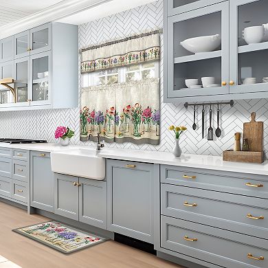 Achim Garden Blooms Printed 3-pc. Tier & Valance Kitchen Window Curtain Set