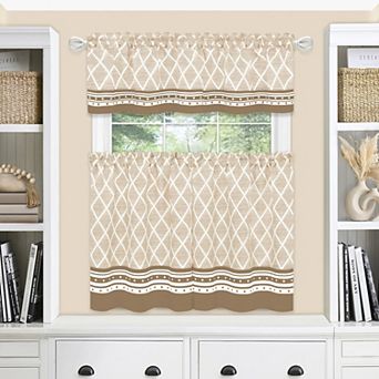 Achim Boho Printed 3 pc Tier & Valance Kitchen Window Curtain Set