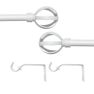 Achim Buono II Halo White Decorative Adjustable Curtain Rod & Finial Set