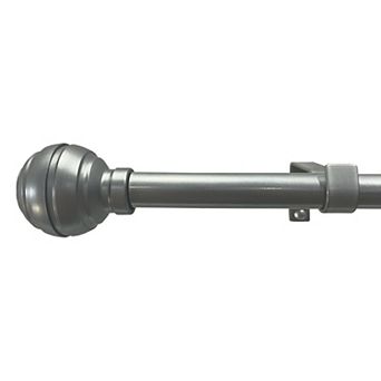 Achim Buono II Hayden Gunmetal Decorative Adjustable Curtain Rod & Finial Set