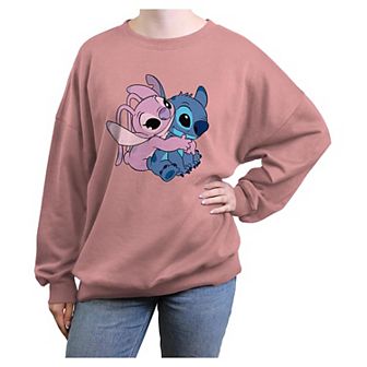 Disney's Lilo & Stitch Angel Hugging Stitch Juniors' Oversized Graphic Pullover