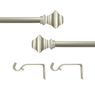Achim Buono II Ryder Nickel Decorative Adjustable Curtain Rod & Finial Set