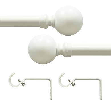 Achim Buono II Morgan Antique White Decorative Adjustable Curtain Rod & Finial Set