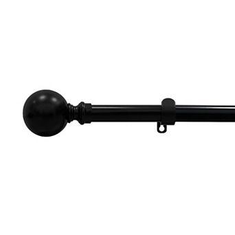 Achim Buono II Morgan Black Decorative Adjustable Curtain Rod & Finial Set
