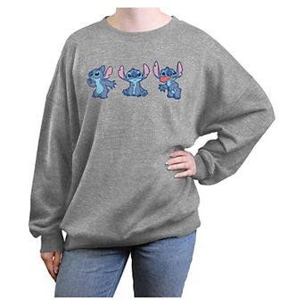 Disney's Lilo & Stitch Poses Line Up Juniors' Oversized Graphic Pullover