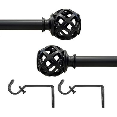 Achim Buono II Carrie Decorative Adjustable Curtain Rod & Finial Set