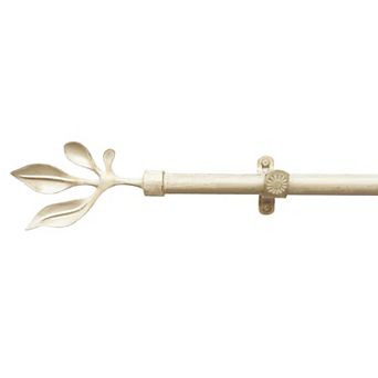 Achim Metallo Atrium Cream Decorative Adjustable Curtain Rod & Finial Set