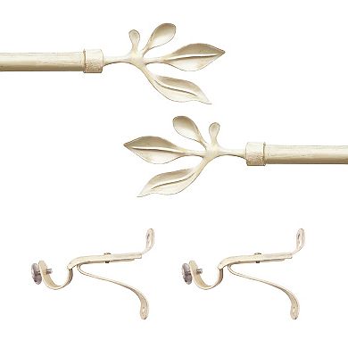 Achim Metallo Atrium Cream Decorative Adjustable Curtain Rod & Finial Set