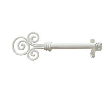 Achim Metallo Imperial White Decorative Adjustable Curtain Rod & Finial Set
