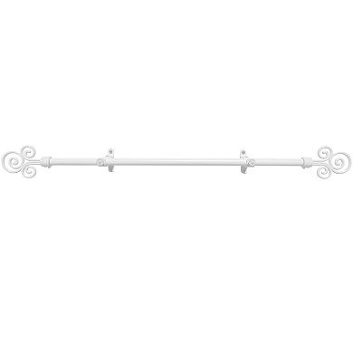 Achim Metallo Imperial White Decorative Adjustable Curtain Rod & Finial Set