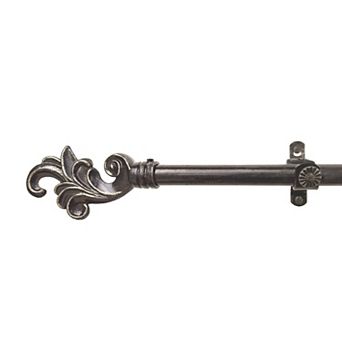 Achim Metallo Regal Black Decorative Adjustable Curtain Rod & Finial Set