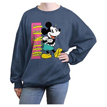 Disney's Mickey Mouse Happy Stance Juniors' Oversized Graphic Pullover