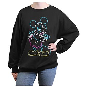 Disney's Mickey Mouse Neon Lights Juniors' Oversized Graphic Pullover
