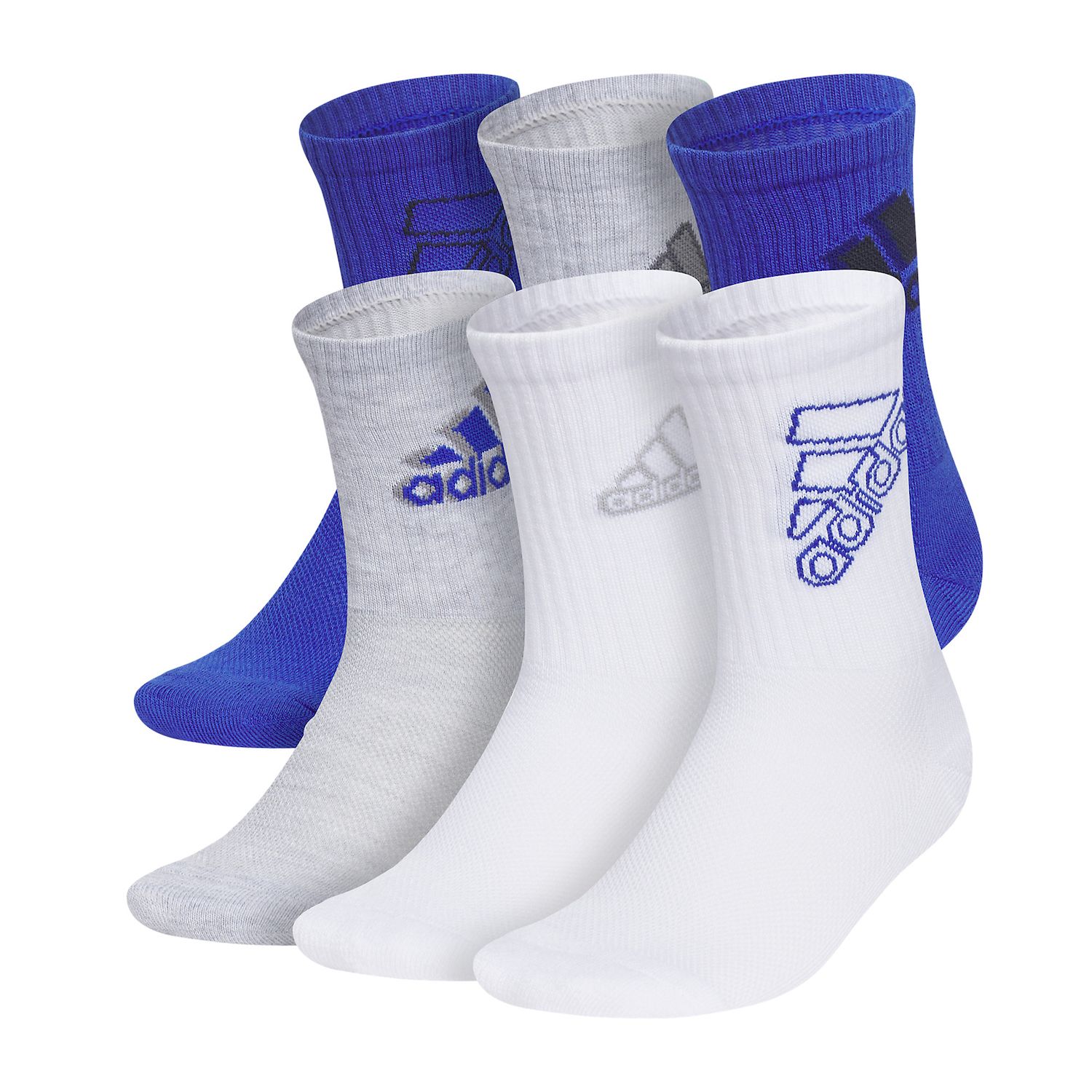 adidas Носки Mixed для детей, средней высоты, 6 шт., цвет: Синий