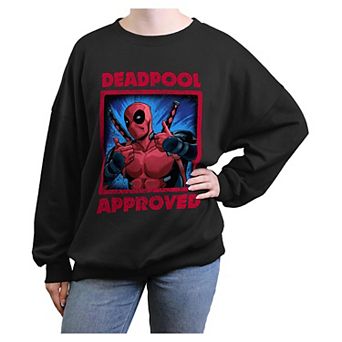 Juniors' Marvel Deadpool Approved Poster Oversized Graphic Pullover
